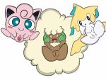  blue_eyes brown_body brown_fur female fluffy fur genitals group jigglypuff jirachi legendary_pok&eacute;mon looking_at_viewer nintendo pervymarioman pink_body pok&eacute;mon pok&eacute;mon_(species) presenting presenting_pussy pussy simple_background smile spread_legs spread_pussy spreading video_games whimsicott white_background white_body 