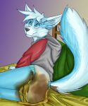  2019 ambiguous_gender anthro archived_source bed canid canine clothing detailed_background diaper digital_drawing_(artwork) digital_media_(artwork) feces fennec fox fur furniture hi_res hoodie lying mammal marealeopard messy_diaper raised_tail scat smile soiled_diaper soiling solo topwear 