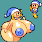  anthro areola breasts exposed_breasts female inverted_nipples kirby_(series) low_res nintendo nipples smile solo thick_thighs video_games wallstapless 