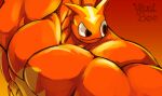  abs anthro arrow biceps big_pecs clothed clothing colored flexing gastropod gradient_background half-closed_eyes hi_res infurnus_(slugterra) looking_aside male mollusk muscular muscular_anthro muscular_male narrowed_eyes orange_background orange_body orange_skin pecs red_background shaded simple_background slug slugterra solo topless unusualboo54 yellow_background yellow_body yellow_skin 
