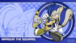  absurd_res anthro armor blue_body blue_fur chao_(sonic) duo fan_character fur grey_hair hair headgear helmet hi_res male mammal marquis_the_squirrel rodent sciurid sega shadowlifeman sonic_the_hedgehog_(series) tinkering tools 