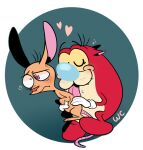 &lt;3 canid canine canis domestic_cat domestic_dog duo felid feline felis fur licking male male/male mammal nickelodeon pink_eyes red_body red_fur ren_and_stimpy ren_h&ouml;ek stimpy_j._cat tongue tongue_out waackery 
