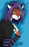  felid feline female hair mammal orange_body pantherine purple_hair solo spike_the_furry tiger 