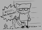  anthro comic domestic_cat english_text eyewear felid feline felis glasses hi_res male mammal night_in_the_woods salamikii solo stan_borowski text video_games water watering_hose 