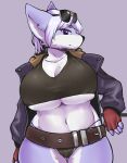 anthro big_breasts breasts canid canine cecily_lin clothed clothing female fur hi_res huge_breasts mammal multicolored_body multicolored_fur solo two_tone_body two_tone_fur 