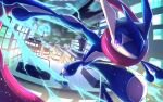  bright_pupils building cloud commentary_request greninja looking_at_viewer moon night no_humans outdoors pokemon pokemon_(creature) purple_eyes ririri_(user_rkrv7838) shiny sky solo toes white_pupils window 