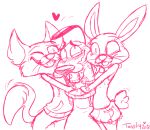  &lt;3 anthro big_eyes blush blush_lines bottomwear bunny_(courage_the_cowardly_dog) canid canine canis cartoon_network clothed clothing courage_the_cowardly_dog courage_the_cowardly_dog_(character) domestic_cat domestic_dog embarrassed embrace eyebrows eyelashes fangs felid feline felis female female/female fluffy fluffy_tail friends gratitude group happy holding_another holding_person hug interspecies jewelry kitty_(courage_the_cowardly_dog) lagomorph leporid looking_aside looking_at_another looking_away looking_up love male mammal necklace one_eye_closed pants rabbit shirt shy simple_background size_difference sketch skirt smile standing sweater tail_motion tailwag tank_top thick_eyebrows toastygoodness topwear whiskers white_background wink 
