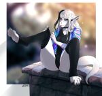  2022 4_toes 5_fingers absurd_res anthro breasts clothed clothing digital_media_(artwork) dragon eyebrows eyelashes feet female fingers hair hi_res lesspie non-mammal_breasts smile toes white_eyes white_hair wingless_dragon 