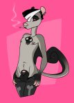  anthro balls black_body black_fur bottomwear cadaverrdog ciggarate clothing denim denim_clothing ear_piercing ear_ring eye_spots facial_hair fur genital_piercing genitals grey_body grey_fur hair hair_over_eye half-closed_eyes humanoid_genitalia humanoid_penis izzy_(cadaverrdog) jeans jewelry lips looking_at_viewer male mammal markings marsupial membrane_(anatomy) micropenis multicolored_hair narrowed_eyes necklace nipple_piercing nipples one_eye_obstructed pants pants_around_thighs patagium penis penis_piercing petaurid phalangeriform piercing pink_background prince_albert_piercing punk shirtless shirtless_male sideburns simple_background skull_(marking) small_penis smoking smoking_tobacco solo sugar_glider thick_bottom_lip two_tone_hair 