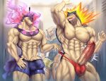  2022 abs absurd_res anthro arcanine balls barely_contained biceps big_bulge big_muscles big_pecs big_penis bulge canid canine clothed clothing duo erection fire fur genitals group hi_res hisuian_typhlosion huge_abs huge_biceps huge_bulge huge_deltoids huge_muscles huge_pecs huge_penis huge_quads huge_triceps humanoid_genitalia humanoid_hands humanoid_penis ig_abs male male/male male_anthro mammal muscular muscular_anthro muscular_male navel nintendo nipples nude_male obliques pecs penis pok&eacute;mon pok&eacute;mon_(species) pok&eacute;morph pokemon_legends_arceus red_eyes regional_form_(pok&eacute;mon) serratus standing tan_arms tan_body tan_chest tan_face tan_fingers tan_fur tan_hands tan_legs tan_neck topless triceps typhlosion underwear video_games yukihoshiak 