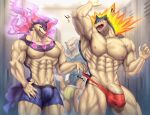  2022 abs absurd_res anthro arcanine barely_contained biceps big_abs big_bulge big_muscles big_pecs big_penis bulge canid canine clothed clothing duo fingers fire fur genitals group hi_res hisuian_typhlosion huge_abs huge_biceps huge_bulge huge_deltoids huge_muscles huge_pecs huge_penis huge_quads huge_triceps humanoid_genitalia humanoid_hands humanoid_penis male male_anthro mammal muscular muscular_anthro muscular_male navel nintendo nude_male obliques pecs penis pok&eacute;mon pok&eacute;mon_(species) pokemon_legends_arceus red_eyes regional_form_(pok&eacute;mon) serratus standing tan_arms tan_body tan_chest tan_face tan_fingers tan_fur tan_hands tan_legs tan_neck triceps typhlosion underwear video_games yukihoshiak 