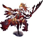  1girl armor arrow_(projectile) bow_(weapon) braid breasts cape cetia_(war_of_the_visions:_final_fantasy_brave_exvius) choker cleavage cleavage_cutout clothing_cutout feathers final_fantasy final_fantasy_brave_exvius fur_trim greaves high_ponytail holding holding_arrow holding_bow_(weapon) holding_weapon huge_weapon medium_breasts medium_hair official_art orange_hair pauldrons purple_eyes quiver shoulder_armor transparent_background war_of_the_visions:_final_fantasy_brave_exvius weapon 