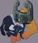  2021 absurd_res armor breasts featureless_breasts female hair headgear helmet hi_res humanoid humanoid_pointy_ears imp long_hair looking_at_viewer markings midna navel nintendo not_furry open_mouth red_eyes solo teeth the_legend_of_zelda twili twilight_princess video_games waa153 