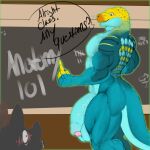  2022 ambiguous_gender anthro anthro_on_anthro balls biceps big_balls big_muscles big_penis blue_body blue_scales blush blush_lines bodily_fluids butt chalk chalkboard classroom collared_lizard common_collared_lizard deltoids dialogue digital_drawing_(artwork) digital_media_(artwork) drooling duo embarrassed english_text foreskin genitals gesture green_eyes grin hamstrings hi_res huge_balls huge_penis humanoid_genitalia humanoid_penis hyper hyper_genitalia hyper_penis inside kyain lizard looking_at_another looking_at_genitalia looking_at_penis male monroe_lehner muscular muscular_anthro muscular_male orange_body orange_scales partially_retracted_foreskin pecs penis public public_nudity quads reptile saliva scales scalie school shaded silhouette smile smiley_face soft_shading solo_focus student tally_marks teacher teacher_and_student text thick_penis yellow_body yellow_scales 