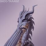  dragon fan_character feral hi_res invalid_tag looking_at_viewer shido-tara simple_background solo thinking 