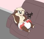  2020 anthro archived_source detailed_background diaper digital_drawing_(artwork) digital_media_(artwork) doughboydragon_(artist) english_text fur furniture hair lying male sitting sofa solo text 