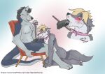 absurd_res alexis_kitsune anthro blonde_hair blush blush_lines bodily_fluids canid canine canis cum cum_drip cum_in_mouth cum_inside daddy_kink deep_throat dragon dripping duo ejaculation fellatio fox gag gagged gagging genital_fluids genitals hair hi_res hybrid kneeling leash leash_and_collar leash_pull leashed_male licking male male/male mammal musclegut oral pawpads paws penile penis penis_lick sex tongue tongue_out wolf 