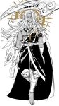  1boy alternate_hair_length alternate_hairstyle belt dark-skinned_male dark_skin gorget greek_clothes greyscale hades_(game) highres ing0123 long_hair male_focus monochrome scythe sketch skull spot_color thanatos_(hades) 