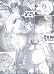  2016 angry anthro balls belly big_belly bodily_fluids cave comic cum erection eyes_closed genital_fluids genitals hi_res humanoid_genitalia humanoid_hands humanoid_penis inside kemono male mammal moobs mtflying30371 nipples overweight overweight_male penis scar ursid wings 