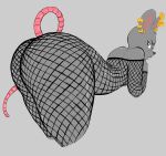  absurd_res anthro big_butt buckteeth butt butt_focus ear_piercing female fishnet_clothing fur grey_body grey_fur hi_res humanoid hybrid mammal mouse murid murine nude piercing rat rat_tail rawhell rodent solo teeth wide_hips 