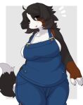  absurd_res angel_(ama) anthro bernese_mountain_dog big_breasts breasts canid canine canis clothing curvy_figure domestic_dog female hair hi_res kemono looking_at_viewer mammal molosser mountain_dog slightly_chubby smile smiling_at_viewer solo swiss_mountain_dog thick_thighs tokumori_kaisen tongue voluptuous 