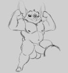  2022 alien anthro balls biceps biped disney experiment_(lilo_and_stitch) flexing genitals grey_background greyscale head_tuft lilo_and_stitch looking_at_viewer male male_penetrating monochrome musclegut navel nipples notched_ear open_mouth open_smile pecs penetration penis simple_background sketch smile solo stitch_(lilo_and_stitch) tuft unrealrui 