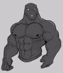  abs anthro digital_media_(artwork) godzilla godzilla_(series) hi_res kaiju looking_at_viewer male monster muscular muscular_anthro muscular_male nipples open_mouth pecs randy_d_raccoon reptile scalie simple_background sketch smile solo teeth toho 