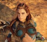  aloy_(horizon) bodypaint breasts game_console horizon_forbidden_west horizon_zero_dawn navel nipples non-web_source playstation red_hair 