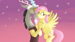  16:9 chimera discord_(mlp) draconequus duo equid equine female fluttershy_(mlp) friendship_is_magic hasbro hi_res jbond kissing male male/female mammal my_little_pony pegasus widescreen wings 