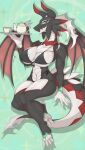  anthro areola big_breasts bikini breasts claws clothing dragon dragonmaid_strahl duel_monster female fraydragon hi_res horn konami looking_at_viewer nipples nude smile solo swimwear wing_claws wings yu-gi-oh 