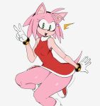  amy_rose anthro bent_legs eulipotyphlan female gesture hedgehog hi_res looking_at_viewer mammal pose pubs_(artist) sega solo sonic_the_hedgehog_(series) v_sign 