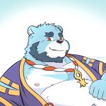  1:1 2018 anthro beard belly big_belly black_nose blue_body blue_fur bonasiah facial_hair full_attack fur hi_res humanoid_hands kemono male mammal moobs mtflying30371 navel nipples overweight overweight_male solo sophring_jie ursid white_body white_fur 