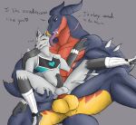 anal anal_penetration anthro anthrofied anus ball_size_difference balls balls_deep biceps big_dom_small_sub black_hair black_penis blue_body claws clothed clothed/nude clothing crossdressing daikuhiroshiama dialogue dominant duo extended_leg footwear fur garchomp genitals girly grey_body grey_fur hair halston hand_on_leg hand_on_thigh horn humanoid_genitalia humanoid_penis licking male male/male male_penetrated male_penetrating male_penetrating_male mightyena moan motion_lines muscular muscular_anthro muscular_male nintendo nude open_mouth penetration penile penile_penetration penis penis_in_ass penis_size_difference perineum pok&eacute;mon pok&eacute;mon_(species) sex shoes size_difference spread_legs spreading talking_to_another thrusting tongue tongue_out video_games yellow_balls yellow_perineum 
