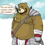  1:1 2018 anthro bandage belly big_belly brown_body hi_res humanoid_hands kemono male mammal moobs mtflying30371 nipples overweight overweight_male scar solo tattoo ursid 