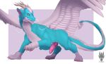  digital_media_(artwork) dragon erection feral fur genitals hair hi_res horn knot looking_at_viewer male open_mouth penis scalie simple_background smile solo tongue western_dragon wings zyria 