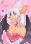  &lt;3 anthro avoid_posting belayalapa big_ears black_wings blue_eyes breasts bust_portrait chiropteran choker cleavage clothed clothing costume emerald_(gem) eyelashes eyelashes_through_hair eyeshadow female gem hair hi_res jewelry long_hair low_cut makeup mammal necklace open_mouth portrait rouge_the_bat sega sleeves smug smug_expression smug_face smug_grin solo sonic_the_hedgehog_(series) strapless_clothing strapless_topwear tan_body tan_skin topwear translucent translucent_hair white_hair wings 