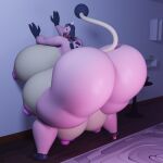  1:1 3d_(artwork) 6_breasts anthro big_breasts big_butt blender_(software) bovid bovine breasts butt cattle darkdraketom digital_media_(artwork) female hi_res huge_breasts huge_butt hyper hyper_butt leaning_on_wall looking_at_viewer mammal miltank multi_breast multicolored_body nintendo pink_body pok&eacute;ball pok&eacute;mon pok&eacute;mon_(species) presenting presenting_hindquarters solo tongue tongue_out two_tone_body video_games wood_floor 