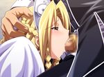  1girl blonde_hair blush brown_eyes censored deepthroat fellatio fujii_kazuha iria_(ryouki) oral penis princess ryouki 