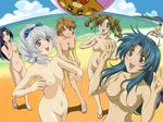  1boy 5girls ball beach beachball black_hair blue_hair bow braid breasts brown_eyes brown_hair censored chair chidori_kaname erection female fishing full_metal_panic full_metal_panic! grey_hair ice_chest inaba_mizuki mikihara_ren multiple_girls naked nipples nude nude_filter nudist ocean outdoors penis photoshop sagara_sousuke sandals sitting teletha_testarossa tokiwa_kyouko twintails undressing water 