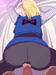  1girl android_18 ass blonde_hair censored dragon_ball dragonball dragonball_z e_rondon_boots earring earrings erodon_hearts erondon from_behind highres jewelry penis pussy sex sweat vaginal 