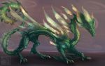  2019 detailed_background dragon feral gelangweiltertoaster green_eyes green_scales green_sclera nude scales scalie simple_background solo standing western_dragon 