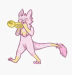  anthro brass_instrument fur furred_kobold herm horn intersex kobold luceat_(domanceeo) musical_instrument pink_body scalie solo tail_tuft trumpet tuft walking wind_instrument 