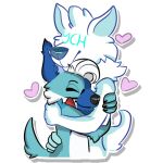  &lt;3 1:1 alpha_channel ambiguous_gender anthro arms_around_shoulders arms_around_waist blue_body blue_fur blue_snout blue_tail bow_tie c0rgilici0us canid canine canis domestic_dog duo embrace eyes_closed flolo fur hug male male/ambiguous mammal white_chest white_head_tuft white_tail ych_(character) 