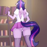  absurd_res anthro bottomwear breasts butt clothing equid equine feathers female friendship_is_magic hasbro hi_res mammal my_little_pony pegasus purple_body purple_feathers skirt solo thong twilight_sparkle_(mlp) underwear wings xjenn9 