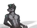  2022 4:3 anthro black_body black_fur black_hair black_nose canid canine canis clothed clothing digital_media_(artwork) fur hair koul male mammal navel solo text url wolf 