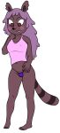  absurd_res alpha_channel anthro blush brown_body brown_fur clothing female fur hair hi_res looking_down open_mouth purple_eyes purple_hair simple_background solo tralalal transparent_background underwear 