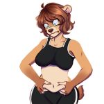  anthro breasts daal_puma female grabbing_stomach hi_res katya_(pistolpete) mammal nervous solo ursid weight_conscious workout_clothes 