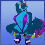  absurd_res animate_inanimate anthro biped blue_body canid canine clothing countershade_legs countershade_torso countershading female greasymojo hi_res high_heels living_pi&ntilde;ata mammal multicolored_body one-piece_swimsuit pi&ntilde;ata platform_footwear platform_heels solo swimwear 