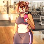  1:1 anthro breasts daal_puma female gym katya_(pistolpete) mammal selfie solo ursid workout_clothing 