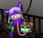  19itsme87 anthro award death decapitation duo female gore head_grab hi_res industrial_background killing male male/female oskar_(character) reika scarf tongue tongue_out trophy 